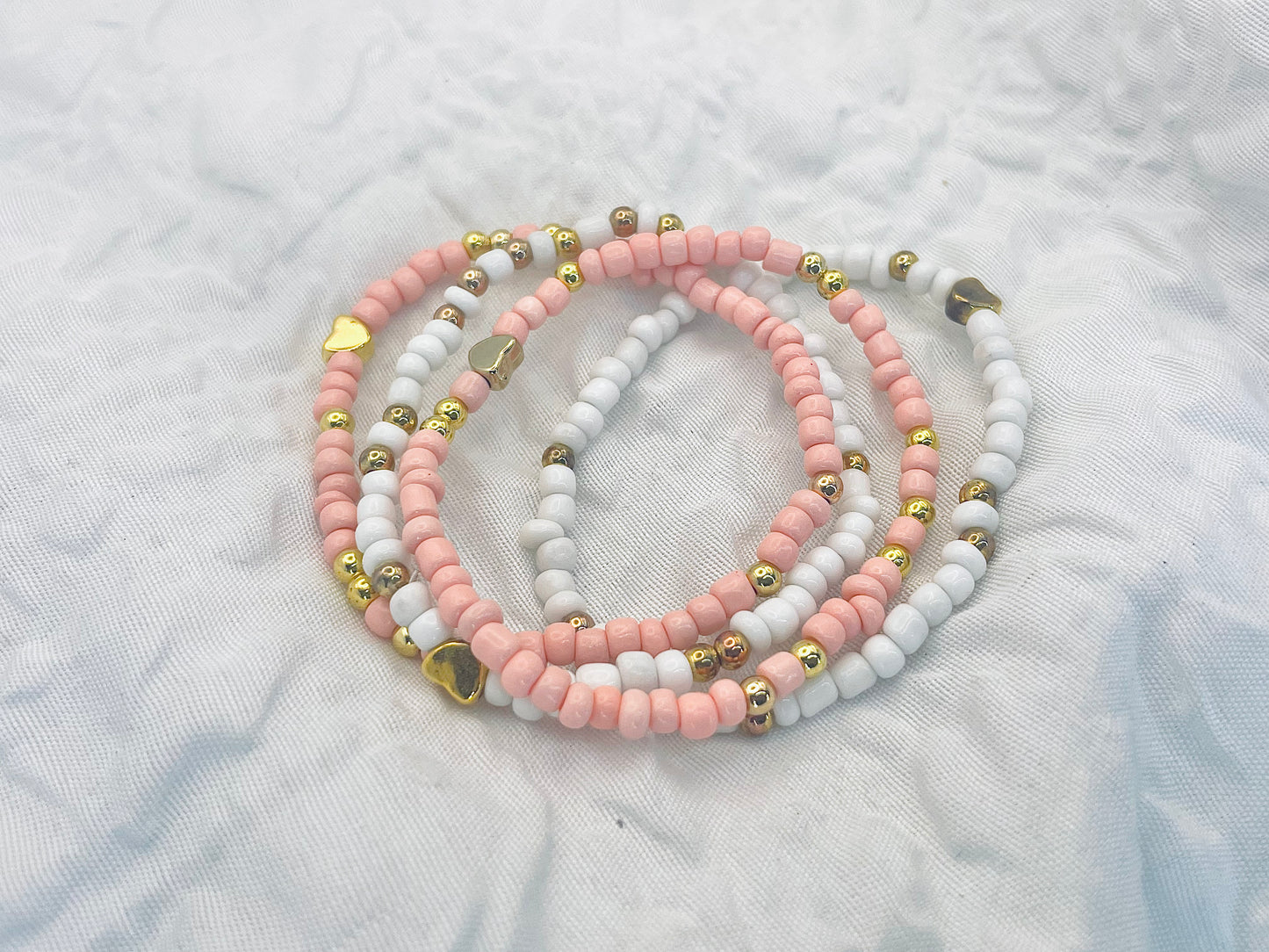 Spring bracelets, pink and white bracelets, blush bracelets