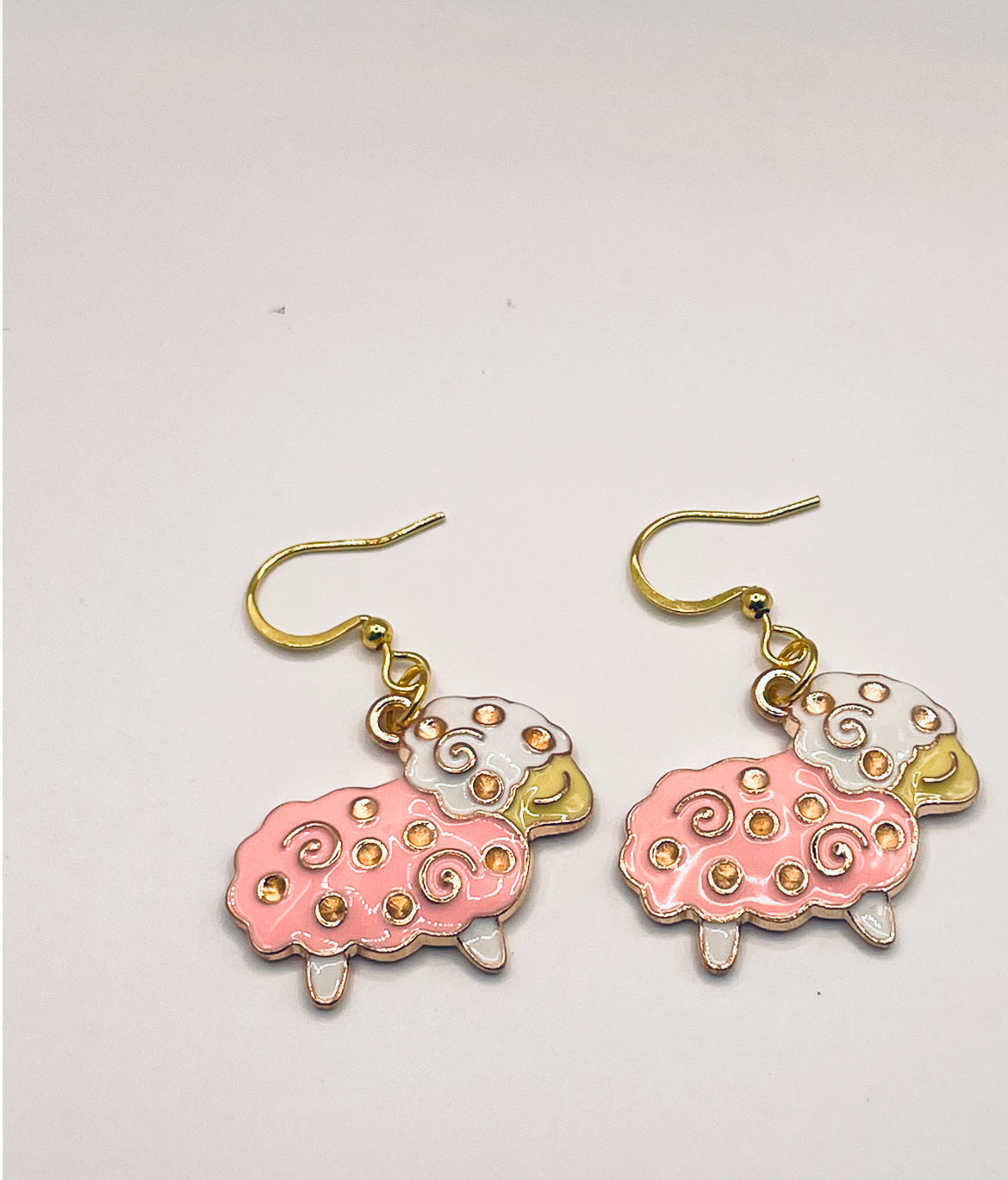 Sheep earrings, pink earrings, farm earrings