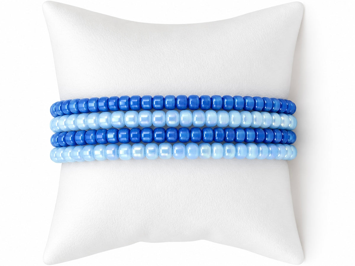 periwinkle blue gray-blue shade beaded bracelet stack