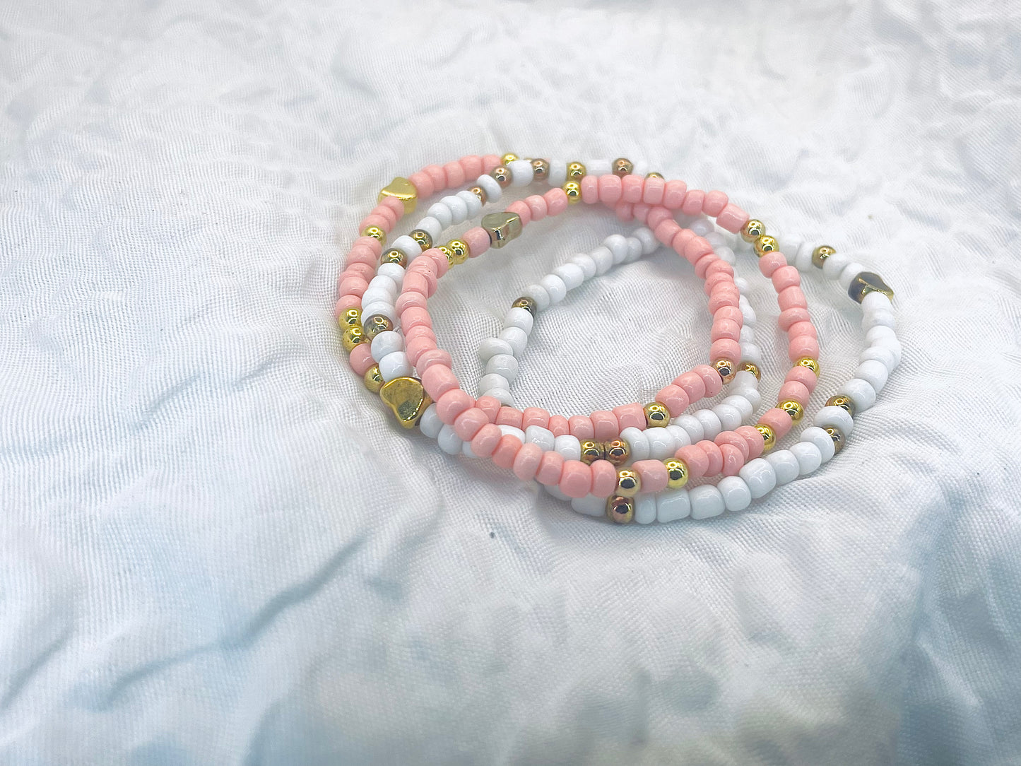 Spring bracelets, pink and white bracelets, blush bracelets