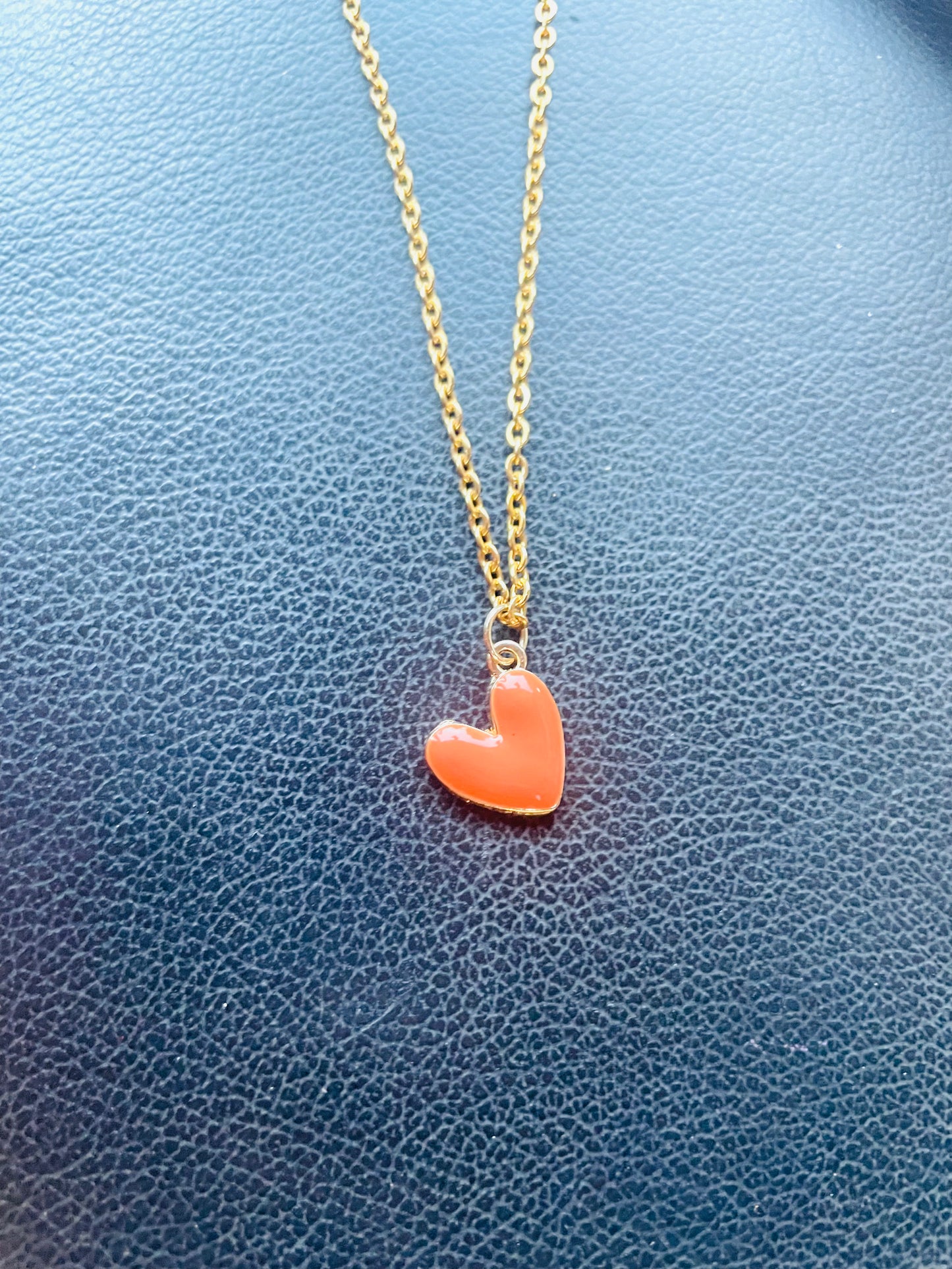 Vols necklace, orange heart pendant necklace