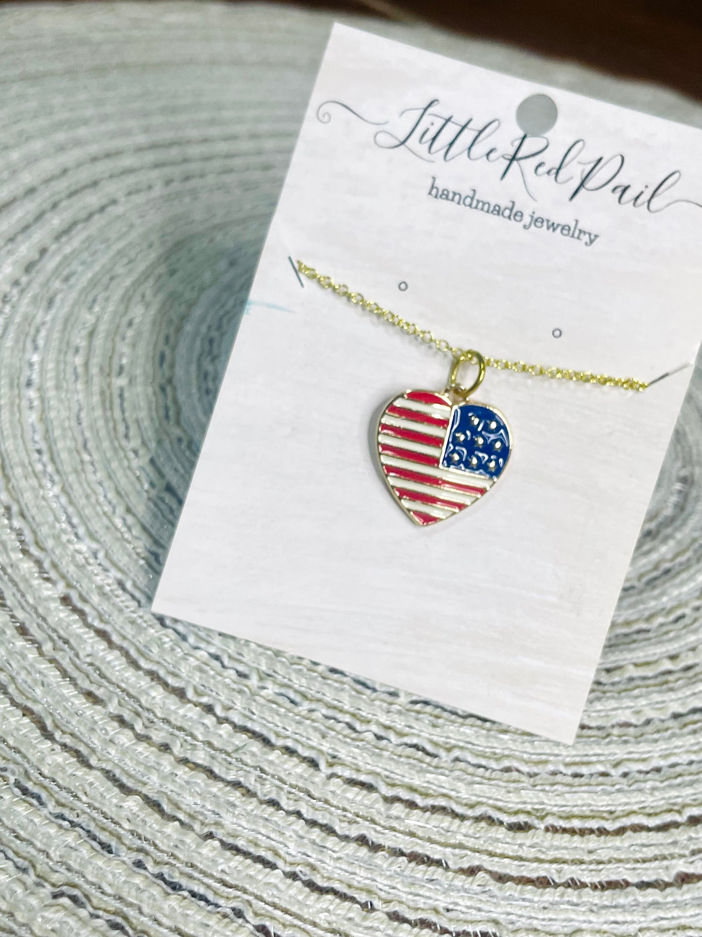 Patriotic pendant necklaces, USA flag pattern necklace, America jewelry
