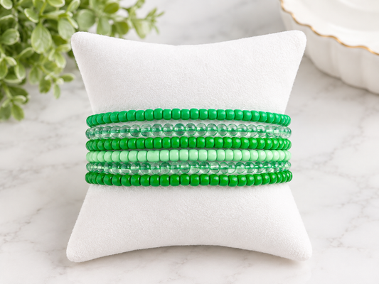 Green Color stack bracelets shades of green