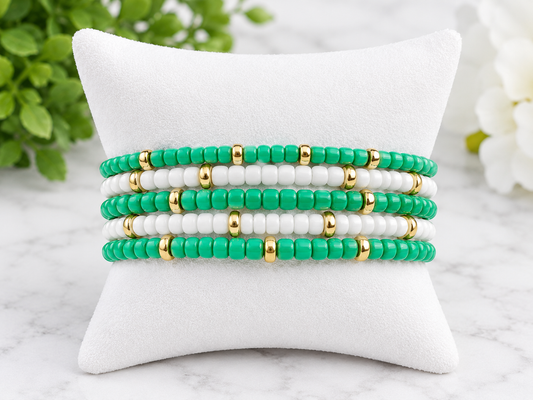 St. Patrick's Day Bracelets Green and White Bracelets Patty's Day jewelry Paddy's Day vibes