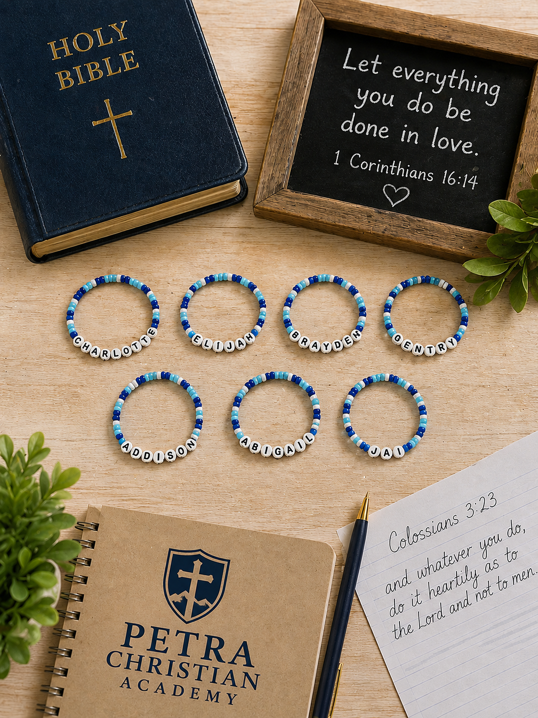 Class bracelets, friend bracelets, school color jewelry