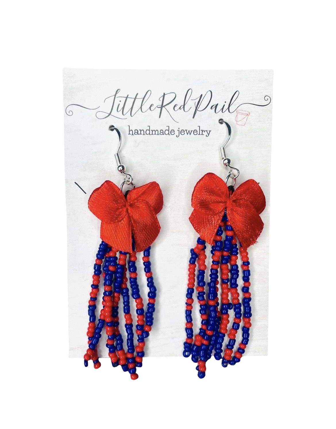 Beaded team earrings, Ole Miss earrings, custom team earrings