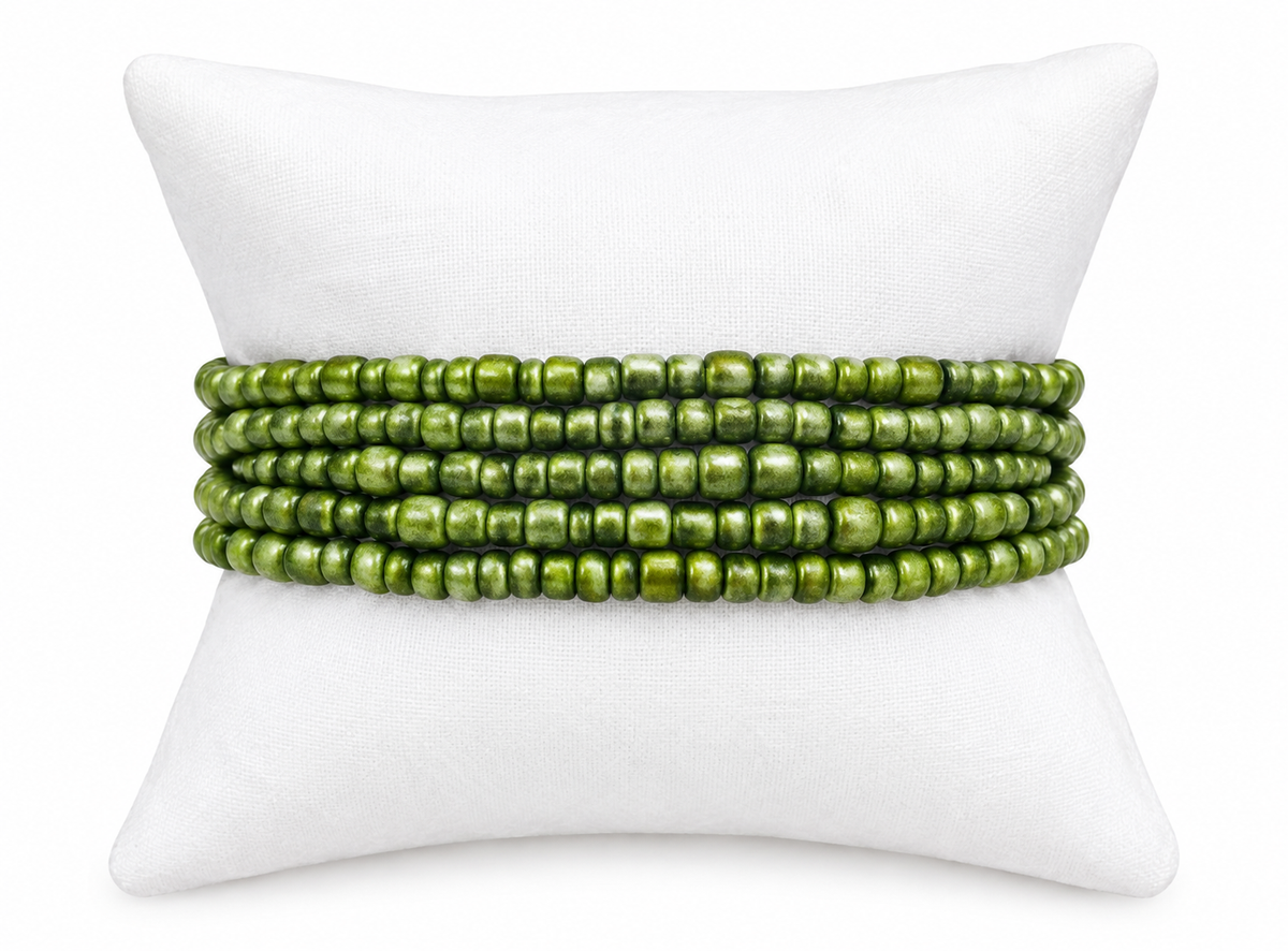 Fall olive green shade bracelet stack
