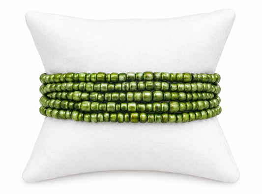 Fall olive green shade bracelet stack