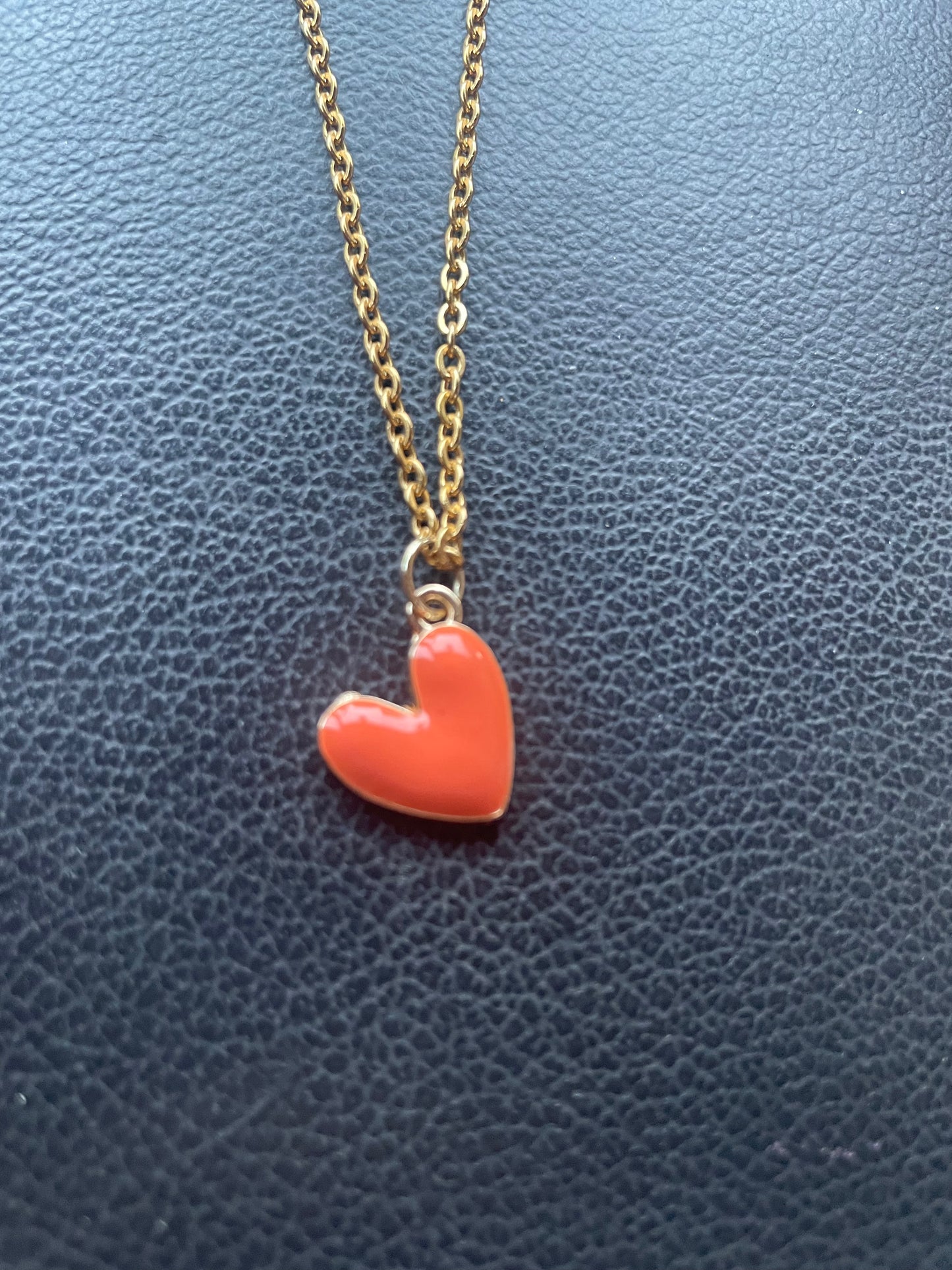 Vols necklace, orange heart pendant necklace