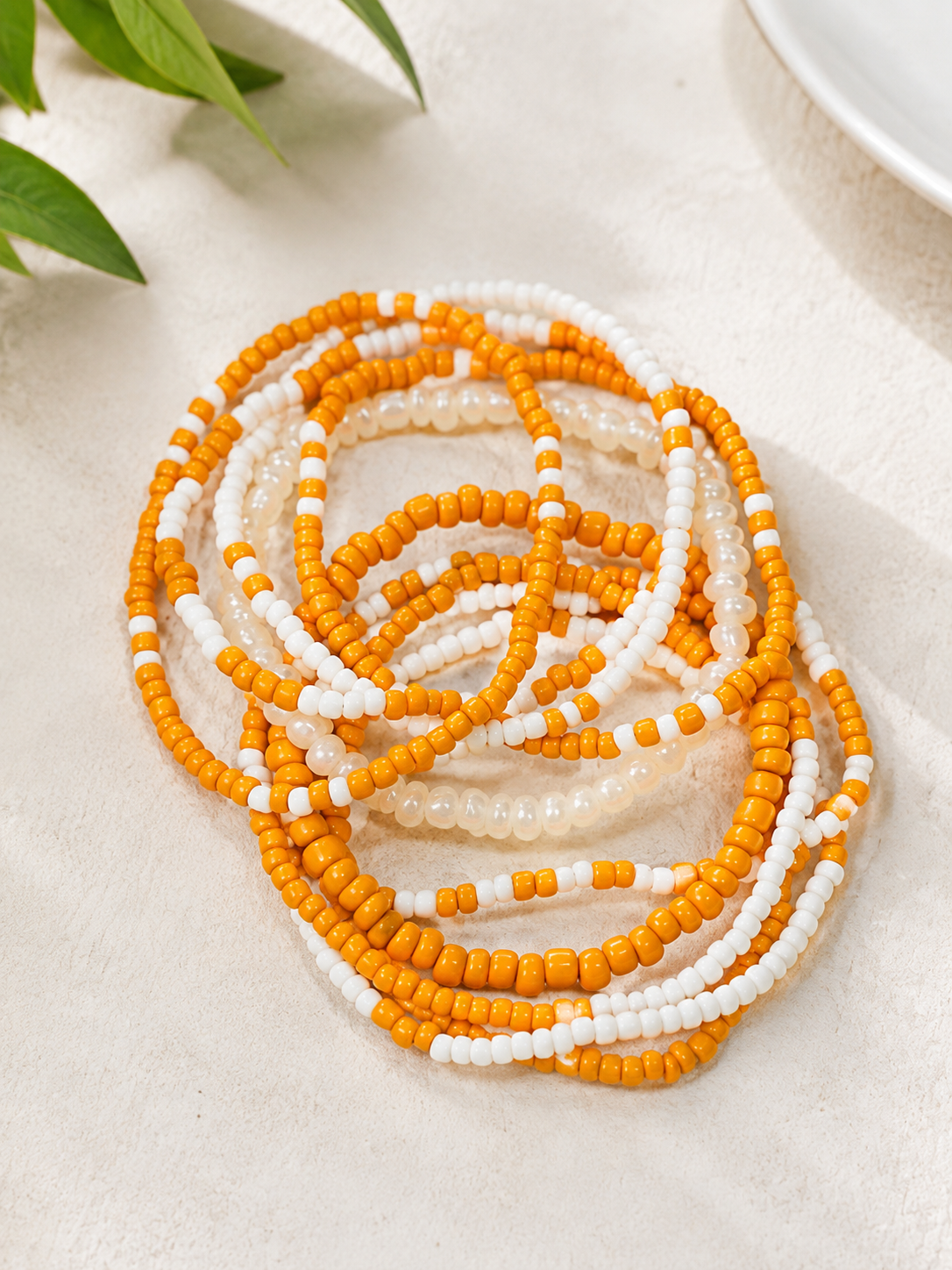 Game Day bracelet set- fan bracelets, orange and white team colors