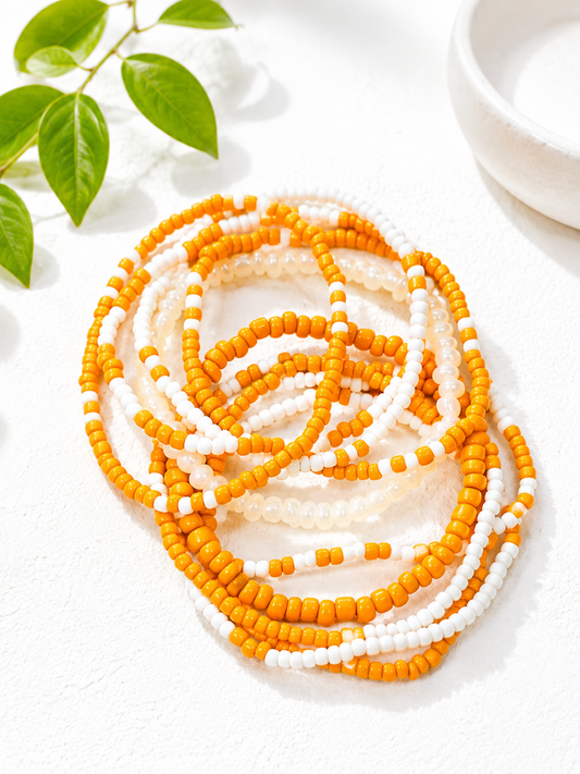 Game Day bracelet set- fan bracelets, orange and white team colors