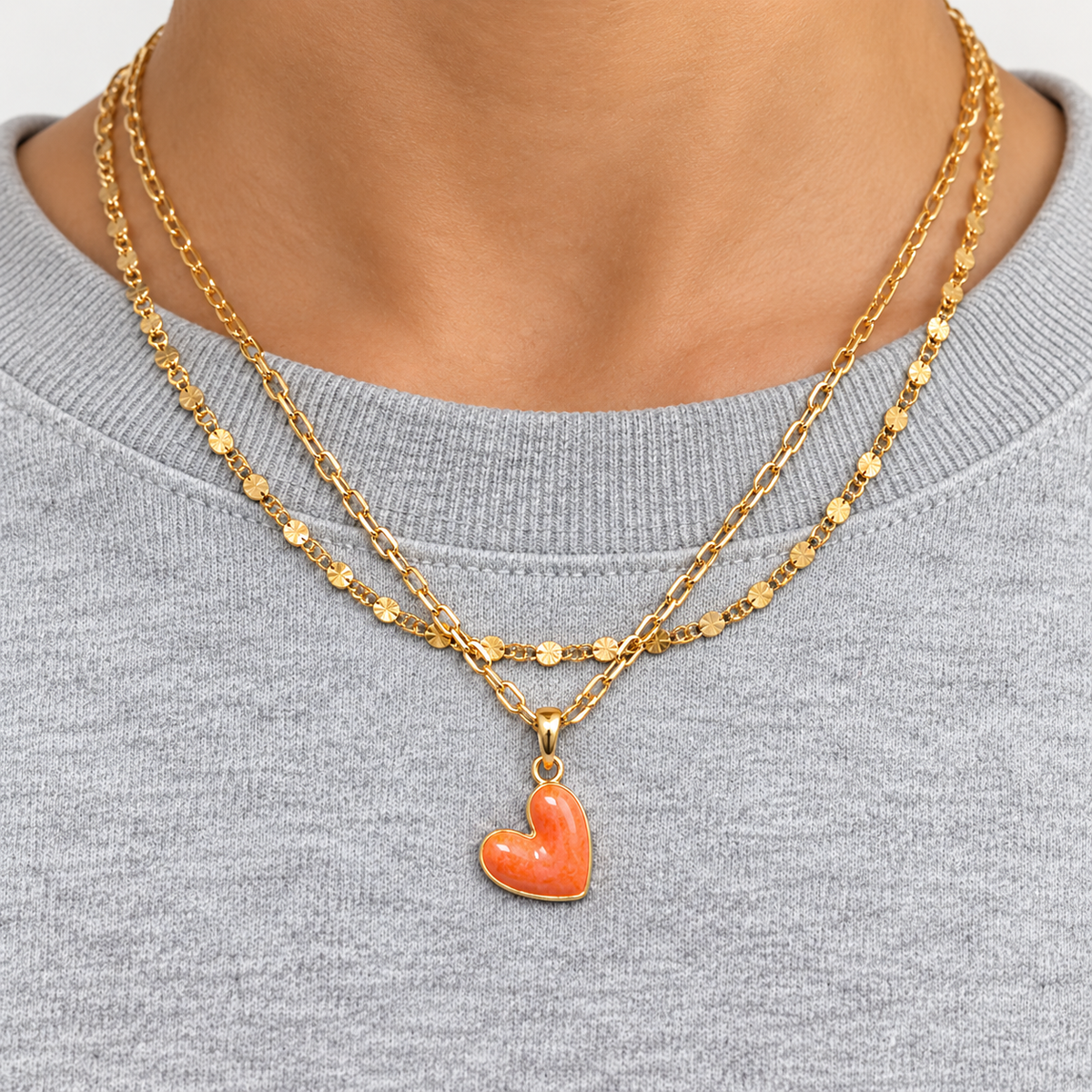 Game day fan wear necklace, team color heart pendant necklace