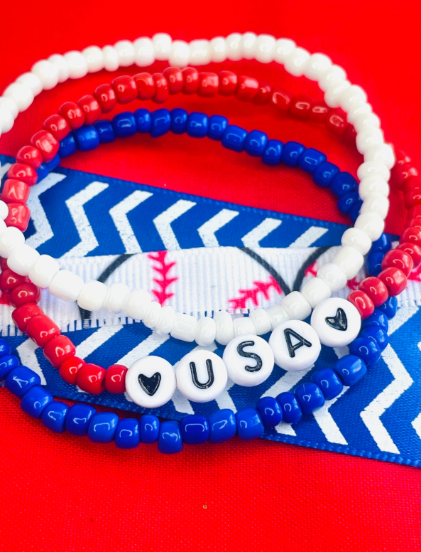 USA bracelets Red White and Blue Bracelets Patriotic Bracelets