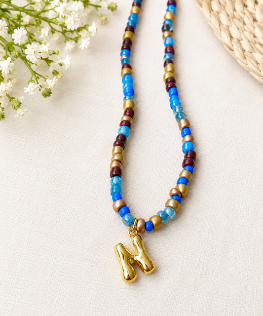 Colorful Beaded Initial Necklace for Women, Charm Necklaces for Women, Girls Jewelry