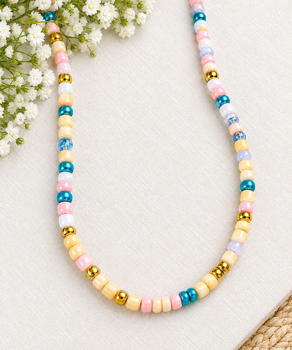 Colorful Beaded Initial Necklace for Women, Charm Necklaces for Women, Girls Jewelry