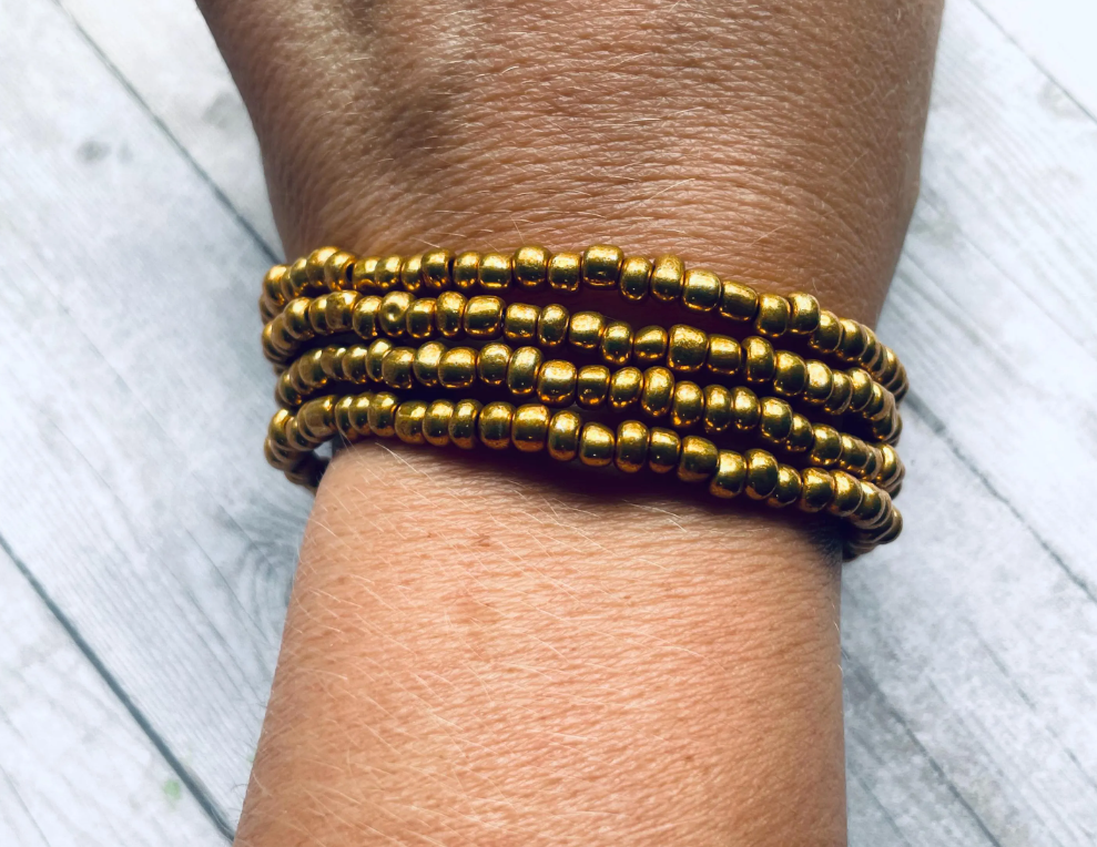 Fall bronze, brown shades Beaded Bracelet Stack