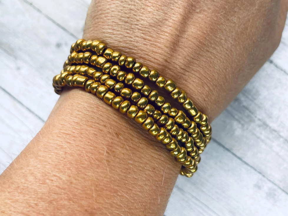 Fall bronze, brown shades Beaded Bracelet Stack