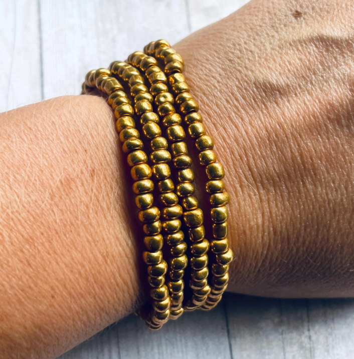 Fall bronze, brown shades Beaded Bracelet Stack