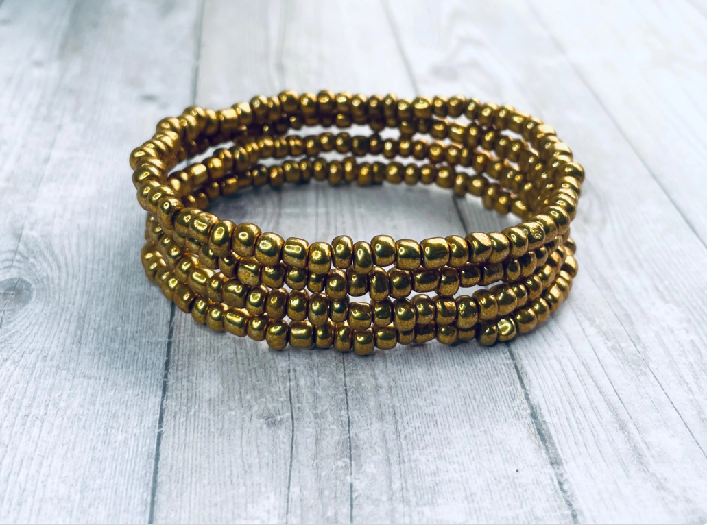 Fall bronze, brown shades Beaded Bracelet Stack