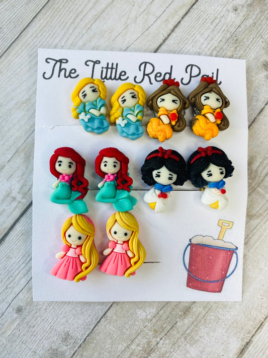Princess character clip on earrings
