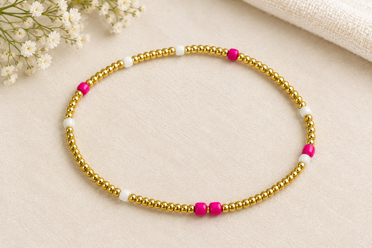 Gold 2mm beaded bracelet, 14k gold filled