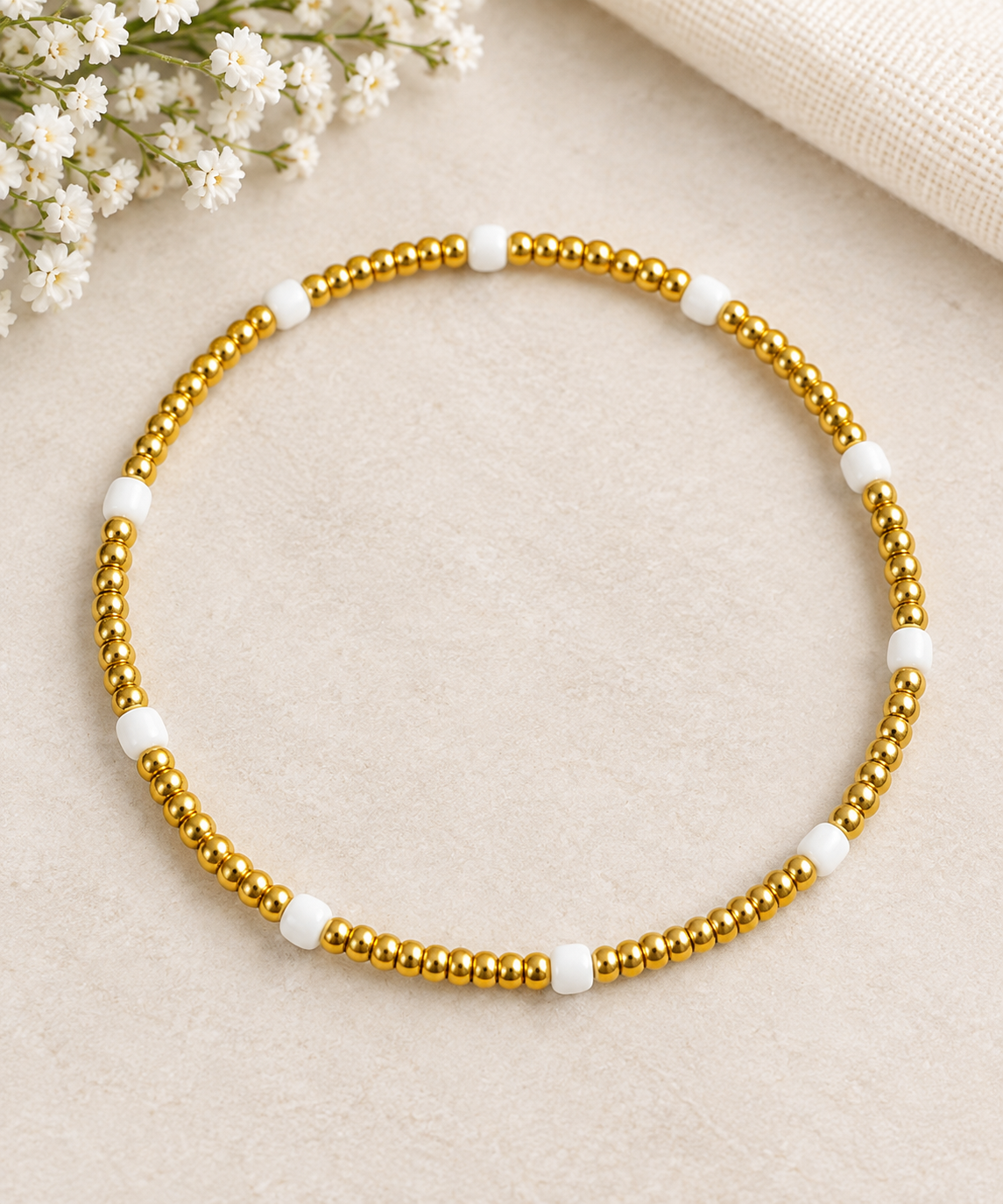 Gold 2mm beaded bracelet, 14k gold filled