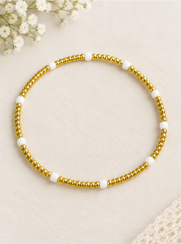 Gold 2mm beaded bracelet, 14k gold filled