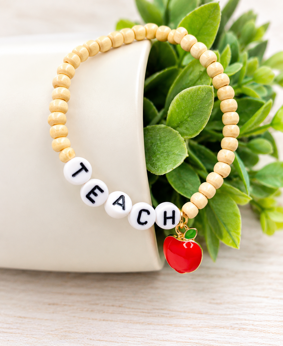 Teacher bracelet, teach apple bracelet, gift for teacher,