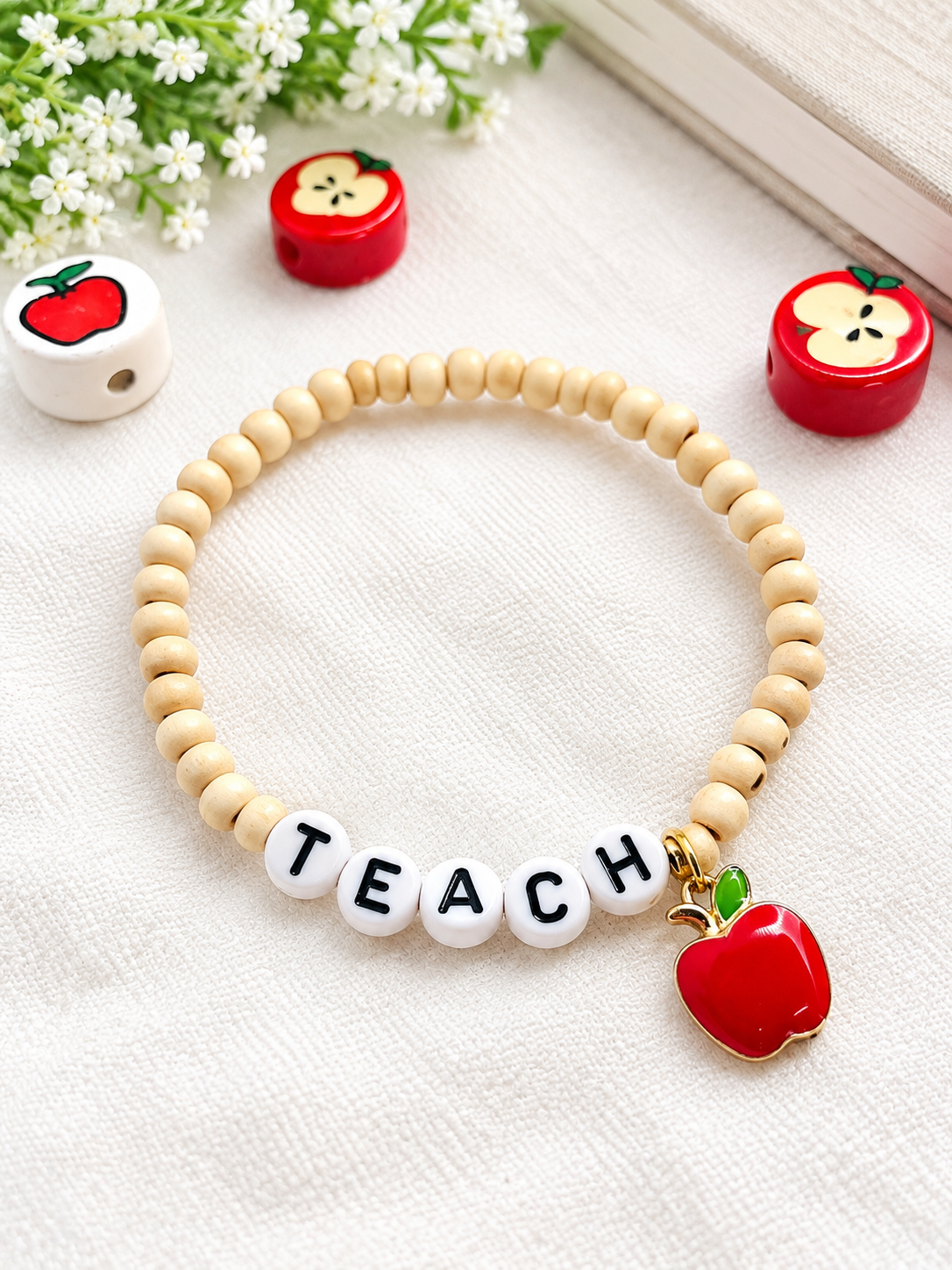 Teacher bracelet, teach apple bracelet, gift for teacher,