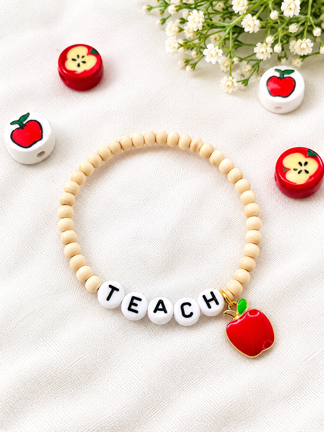 Teacher bracelet, teach apple bracelet, gift for teacher,